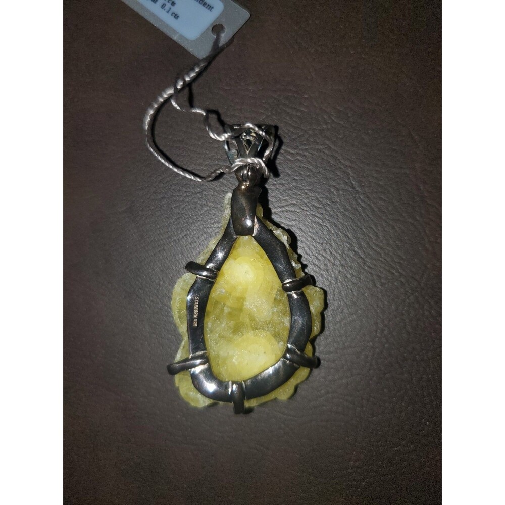 Starborn Creations 925 Silver Pendant With Large Brucite And White Topaz - Picture 5 of 11